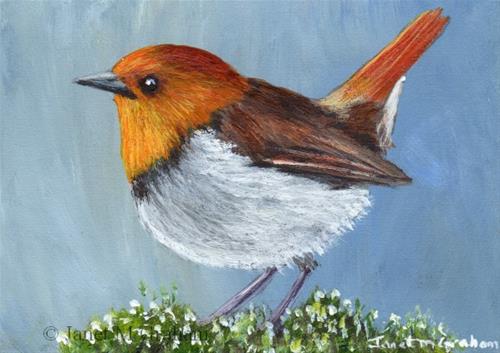 "Japanese Robin ACEO" original fine art by Janet Graham "Japanese Robin ACEO" original fine art by Janet Graham