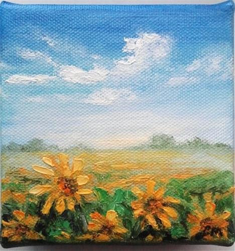 "Sunflower field 3D" original fine art by Camille Morgan "Sunflower field 3D" original fine art by Camille Morgan
