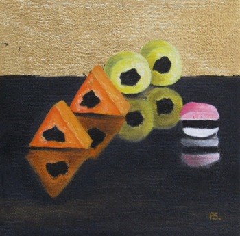 "All Sorts with gold leaf" original fine art by Pera Schillings "All Sorts with gold leaf" original fine art by Pera Schillings