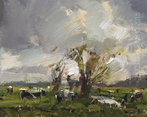 "Willows and Cows – Koeien!" original fine art by Roos Schuring "Willows and Cows – Koeien!" original fine art by Roos Schuring