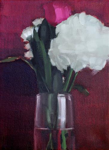 "Rose and Hydrangeas in Vase (no.125)" original fine art by Michael William "Rose and Hydrangeas in Vase (no.125)" original fine art by Michael William