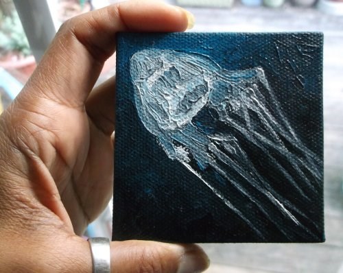 "Mini White Box Jellyfish" original fine art by Camille Morgan "Mini White Box Jellyfish" original fine art by Camille Morgan
