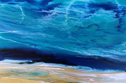 "Contemporary Beach Art, Abstract Seascape Painting, Coastal Art Beautiful Storm III by Internation" original fine art by Kimberly Conrad "Contemporary Beach Art, Abstract Seascape Painting, Coastal Art Beautiful Storm III by Internation" original fine art by Kimberly Conrad