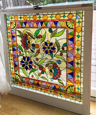 "Olive Vine Glass Window" original fine art by Piya Samant "Olive Vine Glass Window" original fine art by Piya Samant