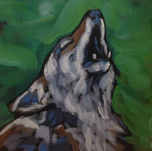 "One Coyote Howling" original fine art by Kat Corrigan "One Coyote Howling" original fine art by Kat Corrigan