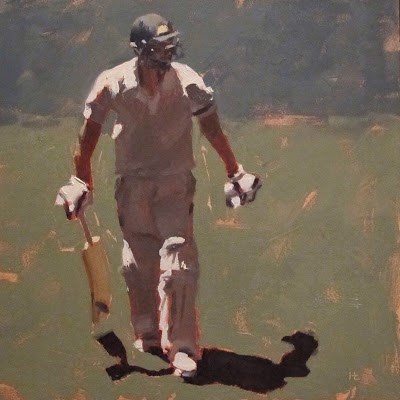 "BATSMAN 4 - Cricket at the MCG" original fine art by Helen Cooper "BATSMAN 4 - Cricket at the MCG" original fine art by Helen Cooper