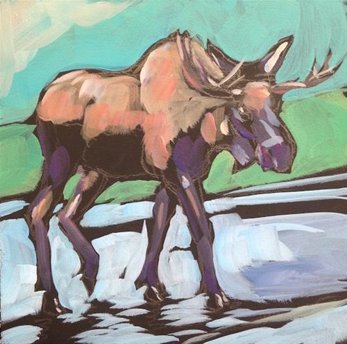 "Moose Walk" original fine art by Kat Corrigan "Moose Walk" original fine art by Kat Corrigan
