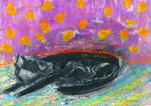 "Cat Dreams" original fine art by Janet Gunderson "Cat Dreams" original fine art by Janet Gunderson