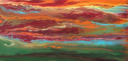"Abstract Landscape,Sunset Art Painting Sky In Motion Reflected -Red-Mini #2 by Colorado Contempora" original fine art by Kimberly Conrad "Abstract Landscape,Sunset Art Painting Sky In Motion Reflected -Red-Mini #2 by Colorado Contempora" original fine art by Kimberly Conrad