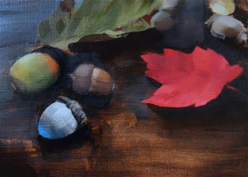 "Acorns and Fall Leaves (no.144)" original fine art by Michael William "Acorns and Fall Leaves (no.144)" original fine art by Michael William