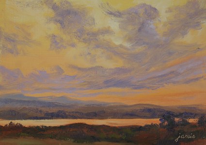 "Oranges and Violets Over the Hudson River" original fine art by Jamie Williams Grossman "Oranges and Violets Over the Hudson River" original fine art by Jamie Williams Grossman