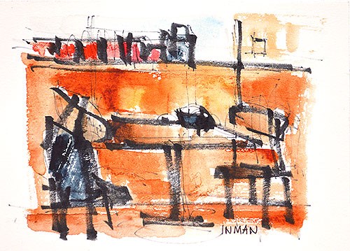 "Beats at Starbucks" original fine art by Kevin Inman "Beats at Starbucks" original fine art by Kevin Inman