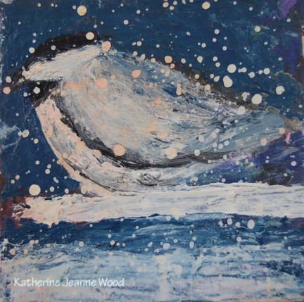 "Cottage Chic Chickadee bird No 21" original fine art by Katie Jeanne Wood "Cottage Chic Chickadee bird No 21" original fine art by Katie Jeanne Wood