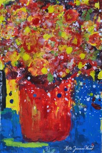 "Red and yellow floral painting No 182" original fine art by Katie Jeanne Wood "Red and yellow floral painting No 182" original fine art by Katie Jeanne Wood