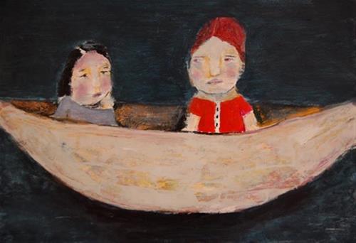 "2 Girls in a Boat" original fine art by Katie Jeanne Wood "2 Girls in a Boat" original fine art by Katie Jeanne Wood