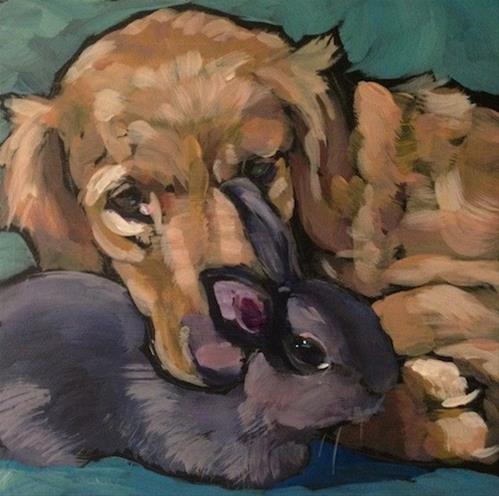 "Rosie and Lola" original fine art by Kat Corrigan "Rosie and Lola" original fine art by Kat Corrigan