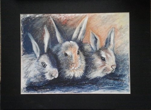 "3 Bunnies" original fine art by Camille Morgan "3 Bunnies" original fine art by Camille Morgan