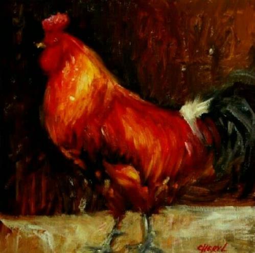 "Rooster 1" original fine art by Cheryl Abling "Rooster 1" original fine art by Cheryl Abling