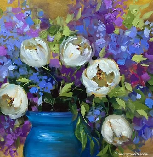 "A New E-Course Unveiled - The Kiss, White Tulips - Nancy Medina Art" original fine art by Nancy Medina "A New E-Course Unveiled - The Kiss, White Tulips - Nancy Medina Art" original fine art by Nancy Medina