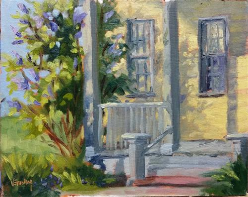 "Lilac Shadows-en plein air" original fine art by Veronica Brown "Lilac Shadows-en plein air" original fine art by Veronica Brown