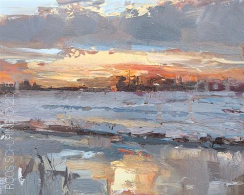 "Winter Sunrise" original fine art by Roos Schuring "Winter Sunrise" original fine art by Roos Schuring