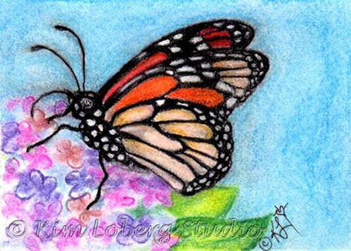 "Monarch on Lilacs" original fine art by Kim Loberg "Monarch on Lilacs" original fine art by Kim Loberg