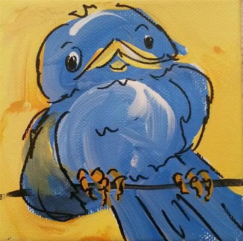 "Chunky Bluebird" original fine art by Terri Einer "Chunky Bluebird" original fine art by Terri Einer