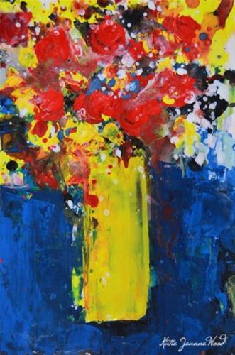 "Red and yellow floral painting No 185" original fine art by Katie Jeanne Wood "Red and yellow floral painting No 185" original fine art by Katie Jeanne Wood