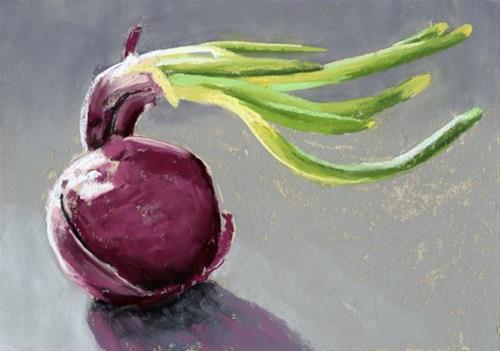 "Red Onion pastel painting" original fine art by Ria Hills "Red Onion pastel painting" original fine art by Ria Hills