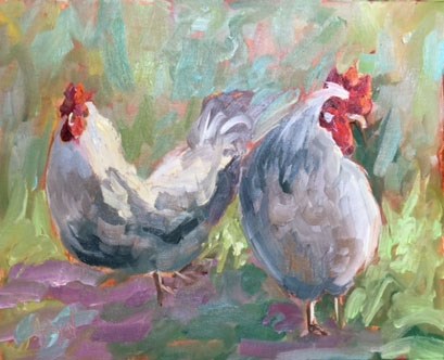 "Cluck Cluck" original fine art by Anne Marie Propst "Cluck Cluck" original fine art by Anne Marie Propst