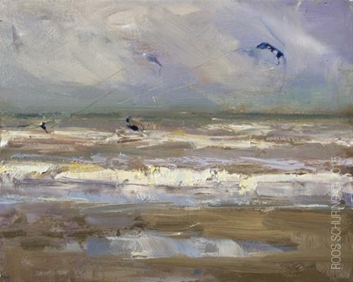 "Seascape Pleinair “Kite Surfers”" original fine art by Roos Schuring "Seascape Pleinair “Kite Surfers”" original fine art by Roos Schuring