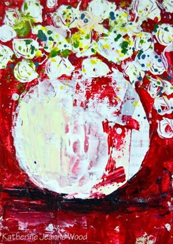 "Red and white floral painting No 138" original fine art by Katie Jeanne Wood "Red and white floral painting No 138" original fine art by Katie Jeanne Wood