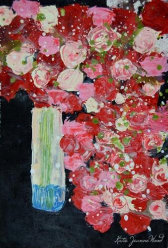 "Red, pink and white cottage chic roses acrylic painting No 191" original fine art by Katie Jeanne Wood "Red, pink and white cottage chic roses acrylic painting No 191" original fine art by Katie Jeanne Wood