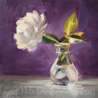 "Oil painting of Cloudette’s White Rose" original fine art by Deb Anderson "Oil painting of Cloudette’s White Rose" original fine art by Deb Anderson