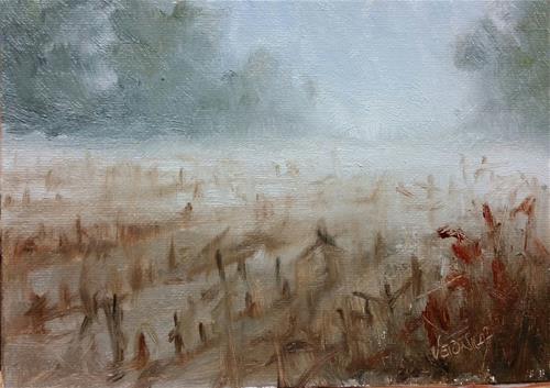 "Corn field fog-study" original fine art by Veronica Brown "Corn field fog-study" original fine art by Veronica Brown