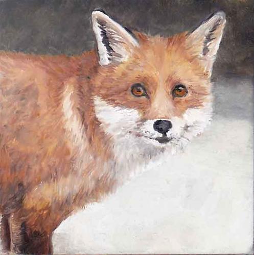"Shy Red Fox" original fine art by Charlotte Yealey "Shy Red Fox" original fine art by Charlotte Yealey