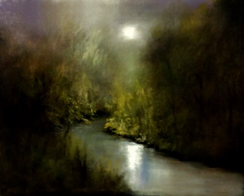 "Moonlight Over the Still River" original fine art by Bob Kimball "Moonlight Over the Still River" original fine art by Bob Kimball