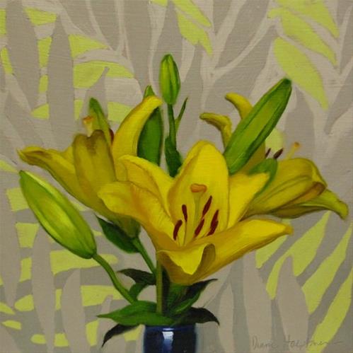 "Lilies on Leaf Pattern and an Art Exhibit at Lakeland Community College" original fine art by Diane Hoeptner "Lilies on Leaf Pattern and an Art Exhibit at Lakeland Community College" original fine art by Diane Hoeptner