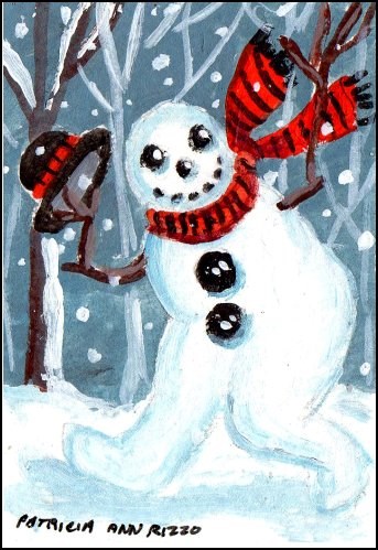 "What a Happy Snowman!" original fine art by Patricia Ann Rizzo "What a Happy Snowman!" original fine art by Patricia Ann Rizzo