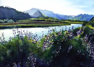 "Lupine by Ten Miles River" original fine art by Mariko Irie "Lupine by Ten Miles River" original fine art by Mariko Irie