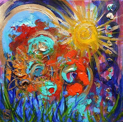 "4143 - Framed - The Crazy Gardener - Oak Look Frame" original fine art by Sea Dean "4143 - Framed - The Crazy Gardener - Oak Look Frame" original fine art by Sea Dean