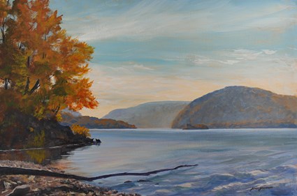"Hudson River in Blues and Rusts" original fine art by Jamie Williams Grossman "Hudson River in Blues and Rusts" original fine art by Jamie Williams Grossman