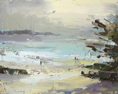 "Seascape Evening Light Carmel Beach – First Impression" original fine art by Roos Schuring "Seascape Evening Light Carmel Beach – First Impression" original fine art by Roos Schuring