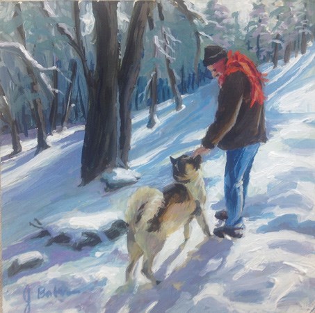 "Atta Boy, Snow Day" original fine art by gabriele baber "Atta Boy, Snow Day" original fine art by gabriele baber