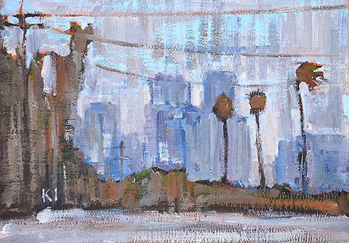 "San Diego Skyline, Rain" original fine art by Kevin Inman "San Diego Skyline, Rain" original fine art by Kevin Inman