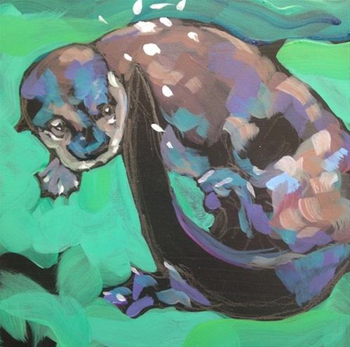 "Peek-A-Tail" original fine art by Kat Corrigan "Peek-A-Tail" original fine art by Kat Corrigan