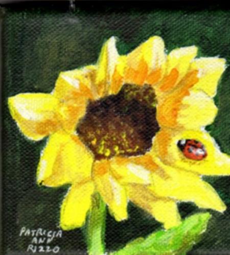 "Sunflower and Ladybug" original fine art by Patricia Ann Rizzo "Sunflower and Ladybug" original fine art by Patricia Ann Rizzo