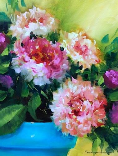 "Powdered Sugar Pink Peonies - Flower Paintings by Nancy Medina" original fine art by Nancy Medina "Powdered Sugar Pink Peonies - Flower Paintings by Nancy Medina" original fine art by Nancy Medina