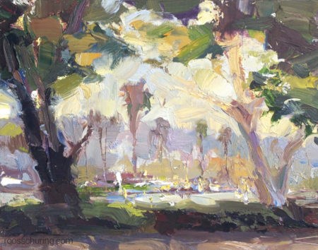 "View Through Trees – San Diego Harbour Drive" original fine art by Roos Schuring "View Through Trees – San Diego Harbour Drive" original fine art by Roos Schuring