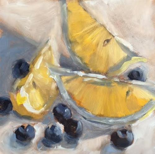 "Lemons and Blueberries 479" original fine art by Laura Buxo "Lemons and Blueberries 479" original fine art by Laura Buxo